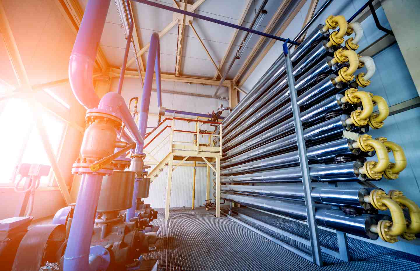 Trocador de calor e equipamentos integrados em processo industrial químico
